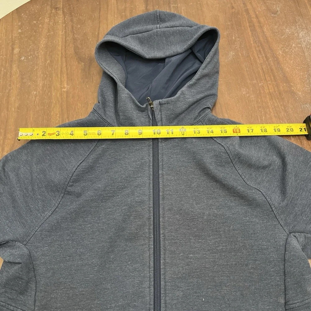Lululemon Mens M Blue City Sweat Thermo Full Zip Hoodie Heathered LM3CE6S